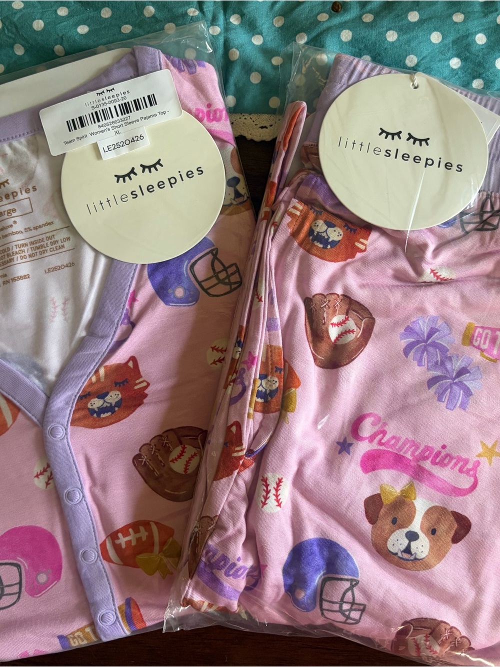 Little Sleepies Women’s Pink Puppy & Sports Print Pajama Set